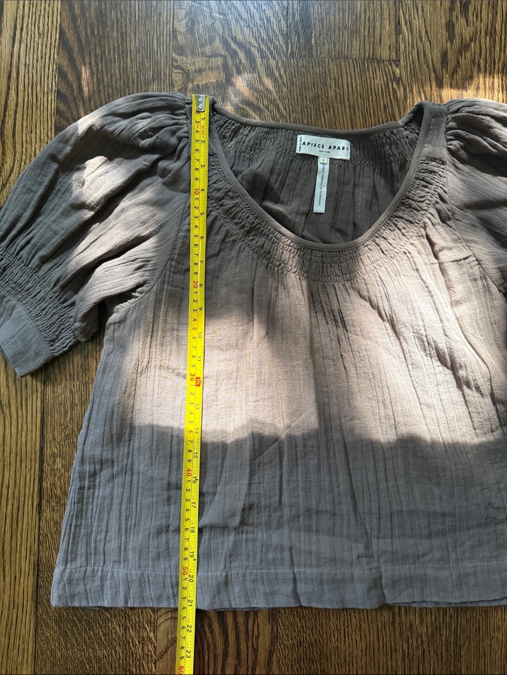 Apiece Apart Organic Cotton Scoop Neck Top - Taupe - Picture 10 of 10